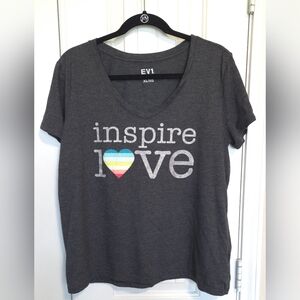 EV1 Charcoal 'Inspire Love' V-Neck Short Sleeve Tee